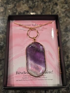 Avon Gold-Tone Amethyst Pendant Necklace - Purple